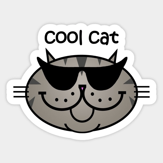 Cool Cat 2 - Grey Tabby Sticker by RawSunArt